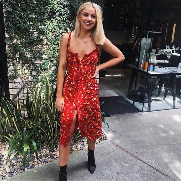 Realisation Par Juliet Rouge Red Fleur Dress Size 6